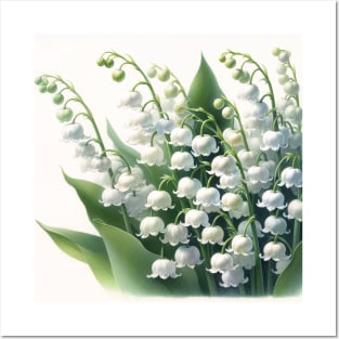 Vibrant Lily of the Valley Decor - Watercolor Flower Posters and Art